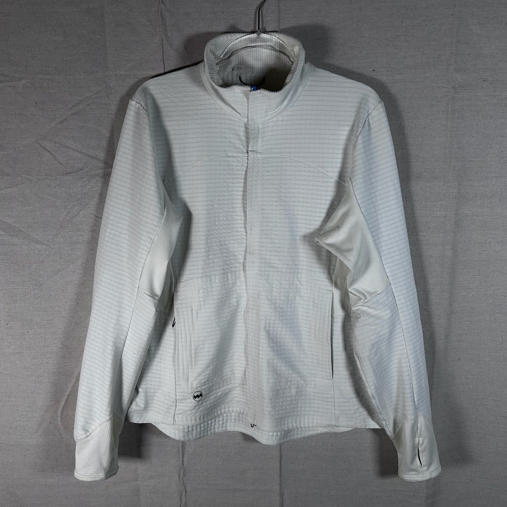 Janji Womens Stormrunner Fleece Jacket White Grid Full Zip Running XL